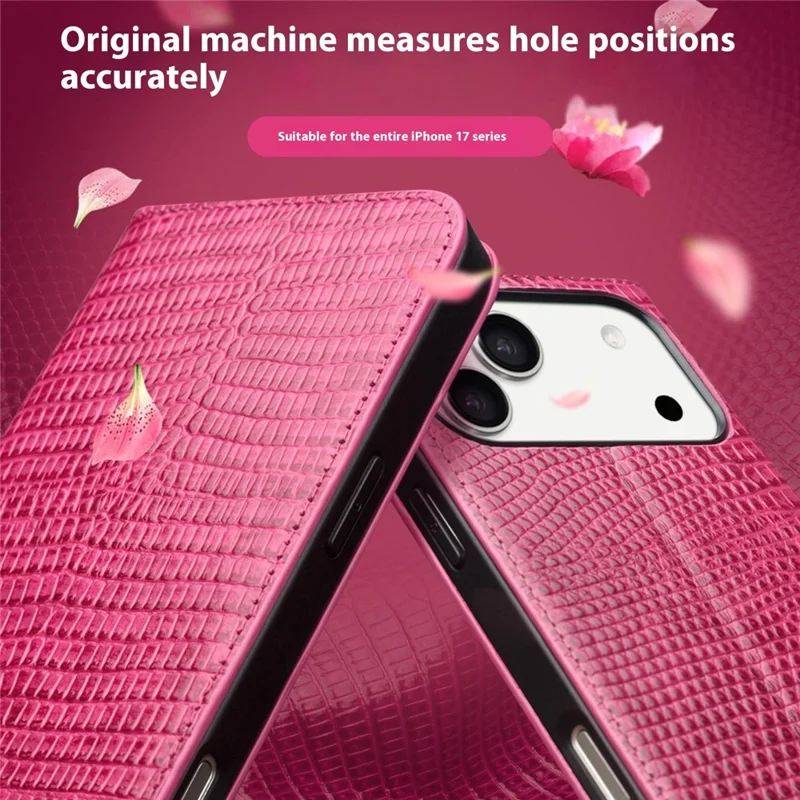 QIALINO For iPhone 17 Pro Max Wallet Case Crocodile Texture Genuine Cow Leather Anti-Drop Phone Cover