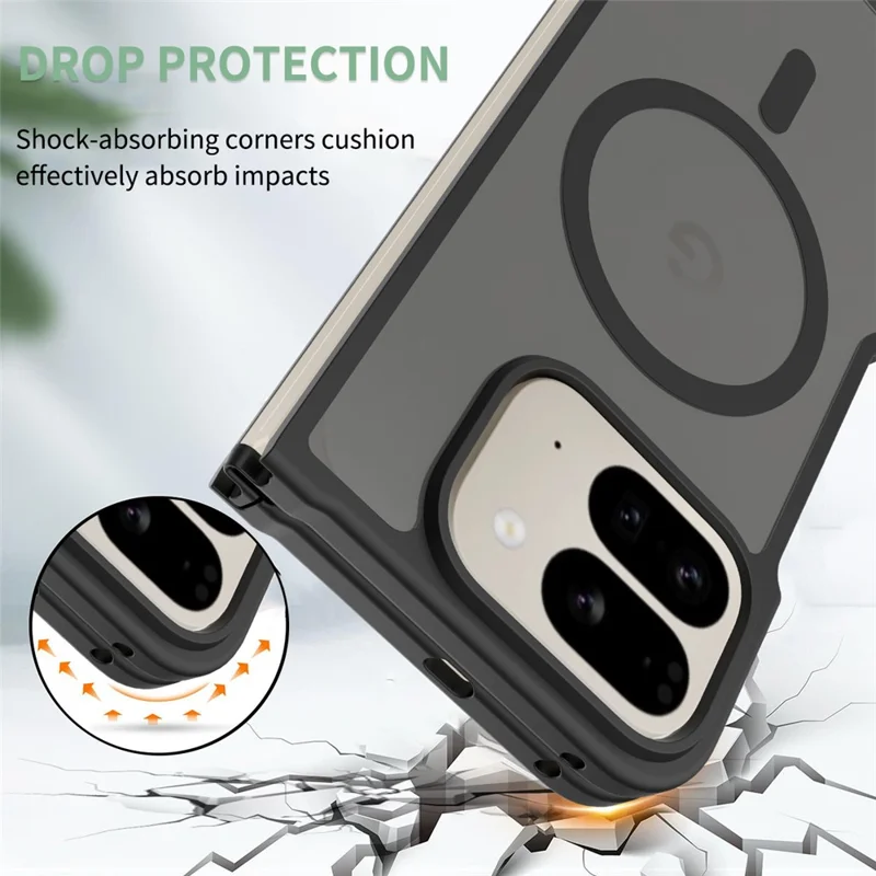 Étui pour Google Pixel 10 Pro Fold Compatible avec MagSafe Cadre TPU Coque Arrière Acrylique Protection Tactile - Noir