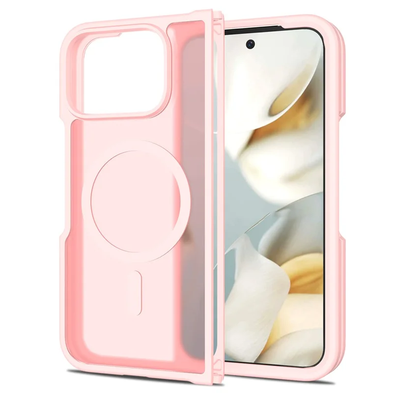 For Google Pixel 10 Pro Fold Magnetic Case TPU Frame Acrylic Back Phone Cover Skin Touch - Pink