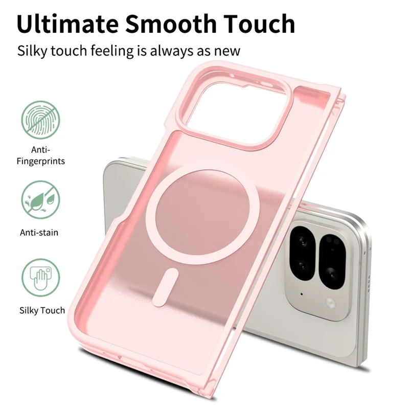 For Google Pixel 10 Pro Fold Magnetic Case TPU Frame Acrylic Back Phone Cover Skin Touch - Pink