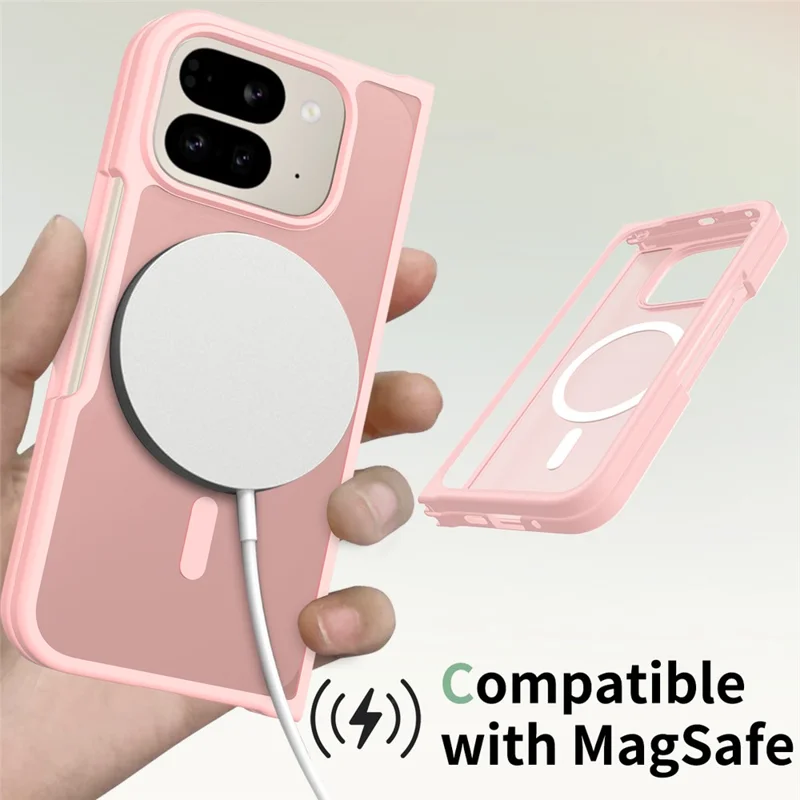 For Google Pixel 10 Pro Fold Magnetic Case TPU Frame Acrylic Back Phone Cover Skin Touch - Pink