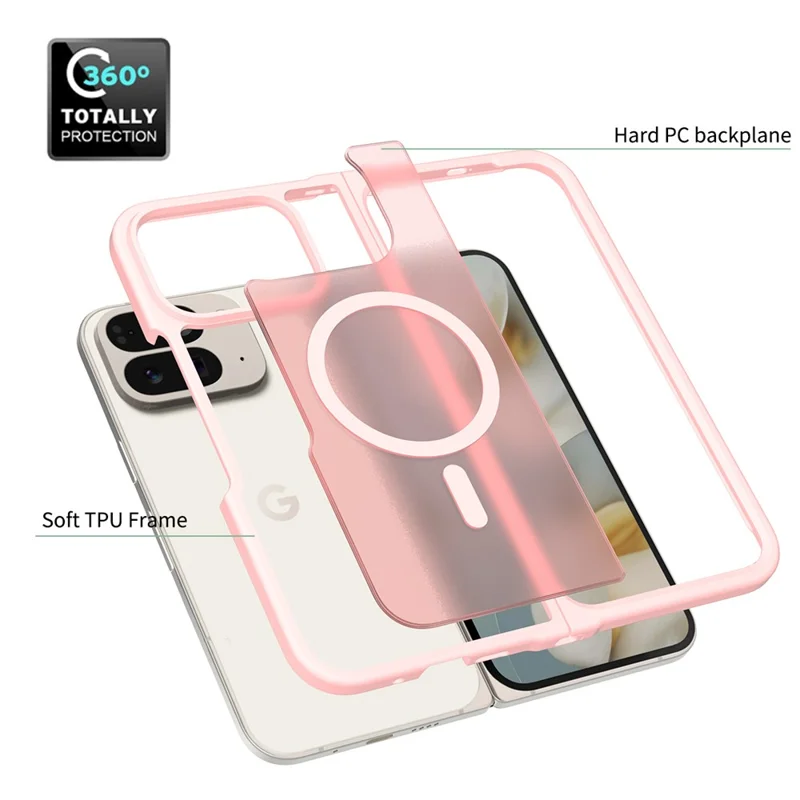 For Google Pixel 10 Pro Fold Magnetic Case TPU Frame Acrylic Back Phone Cover Skin Touch - Pink