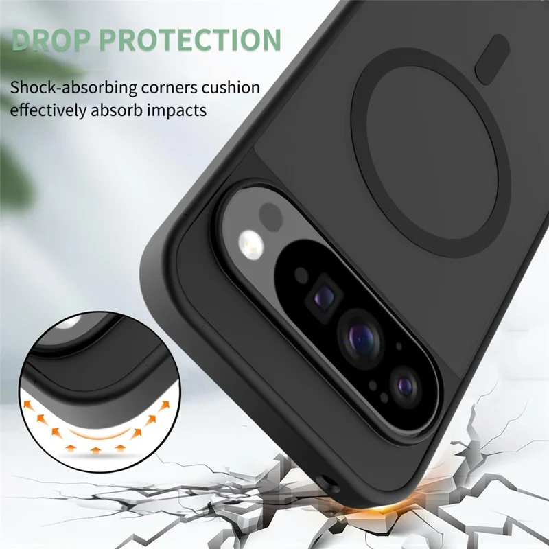 Étui Google Pixel 10 Pro XL Compatible avec MagSafe Cadre TPU Dos Transparent Rigide Tactile - Noir