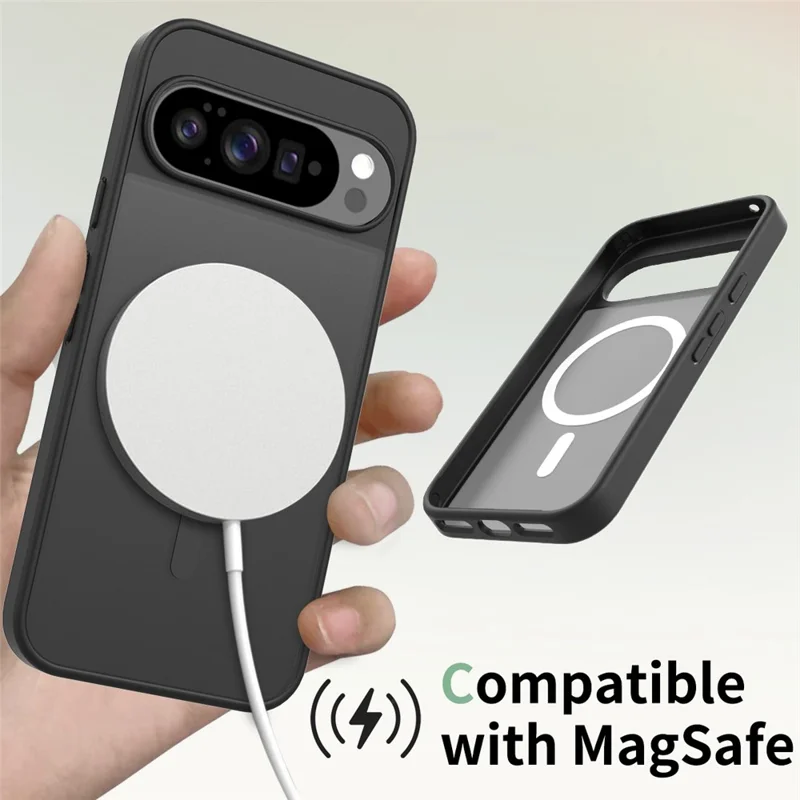 Étui Google Pixel 10 Pro XL Compatible avec MagSafe Cadre TPU Dos Transparent Rigide Tactile - Noir