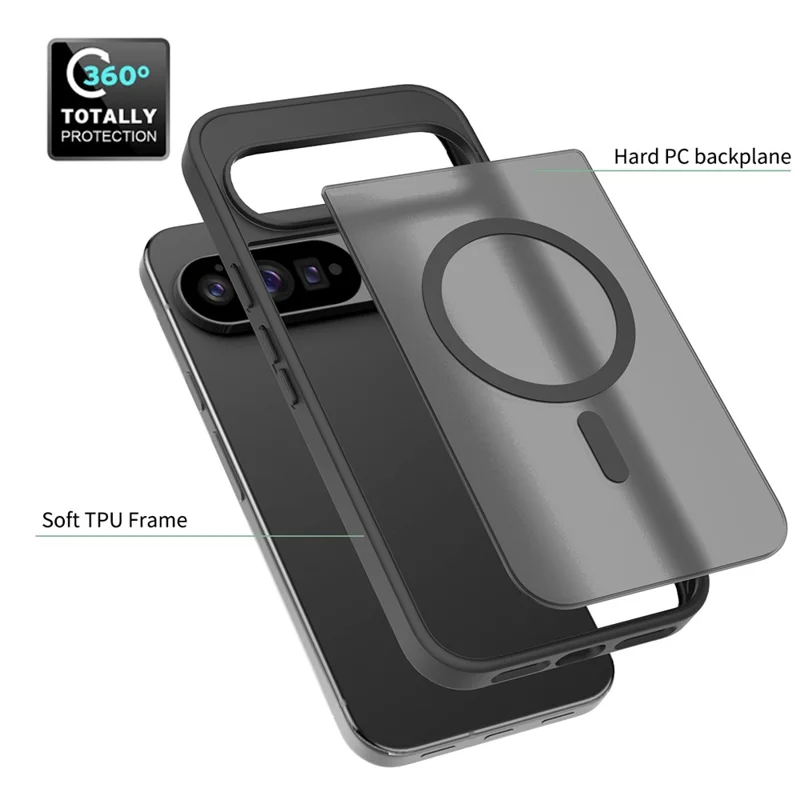 Étui Google Pixel 10 Pro XL Compatible avec MagSafe Cadre TPU Dos Transparent Rigide Tactile - Noir