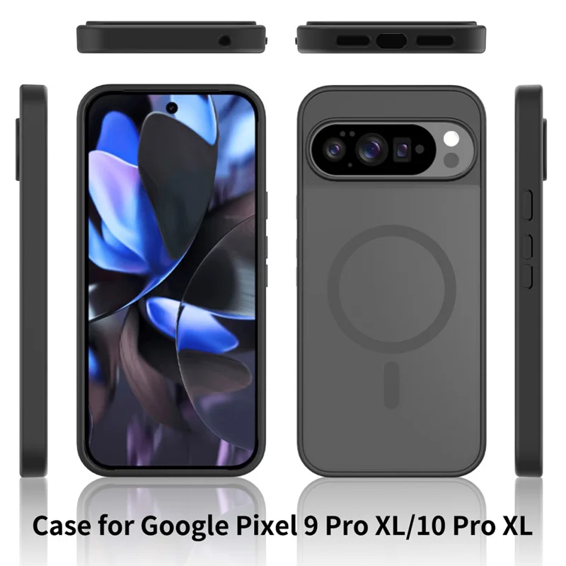 Étui Google Pixel 10 Pro XL Compatible avec MagSafe Cadre TPU Dos Transparent Rigide Tactile - Noir
