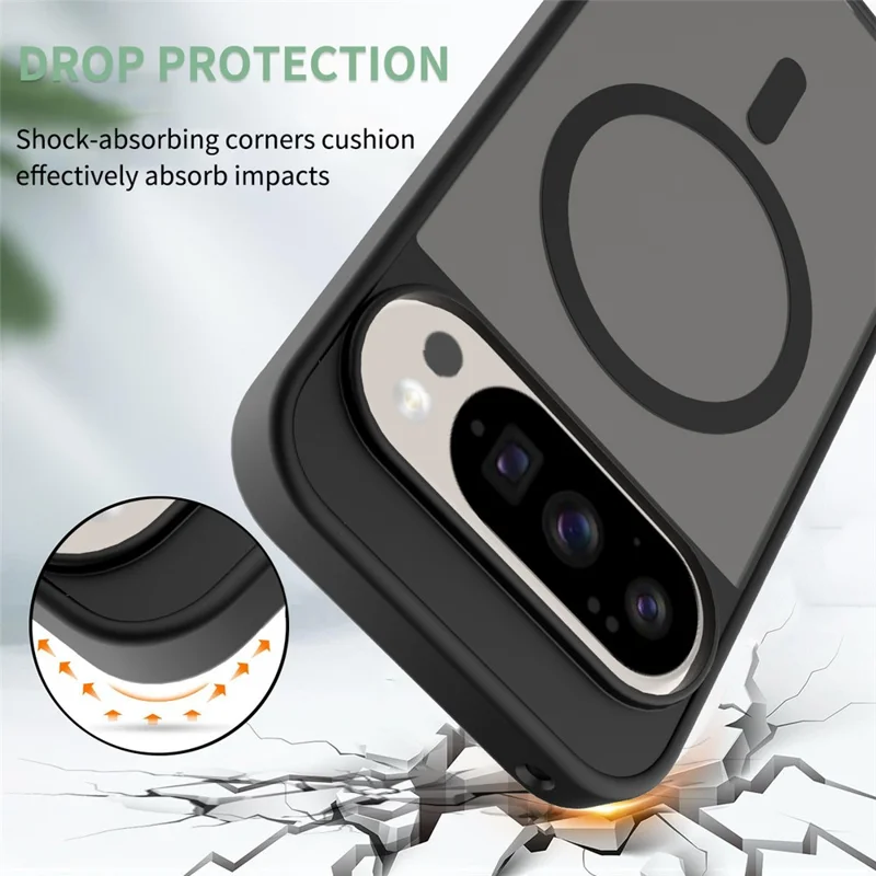 Étui pour Google Pixel 10 / 10 Pro Compatible avec MagSafe Cadre TPU Coque Arrière Acrylique Protection Tactile - Noir