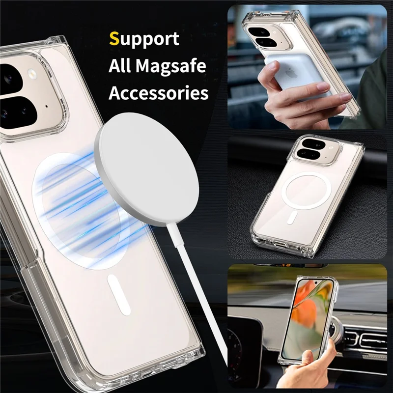 Pour Google Pixel 10 Pro Fold Étui Magnétique Résistant aux Rayures TPU + PC Coque Transparente pour Téléphone