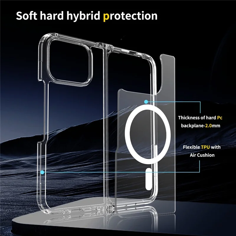 Pour Google Pixel 10 Pro Fold Étui Magnétique Résistant aux Rayures TPU + PC Coque Transparente pour Téléphone