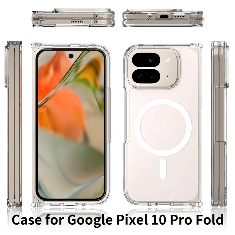 Pour Google Pixel 10 Pro Fold Étui Magnétique Résistant aux Rayures TPU + PC Coque Transparente pour Téléphone