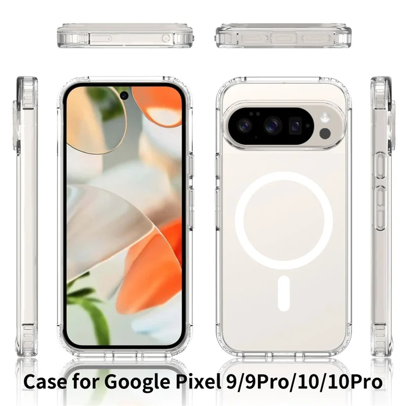 Pour Google Pixel 10 / 10 Pro Étui Magnétique Résistant aux Rayures TPU + PC Coque Transparente pour Téléphone