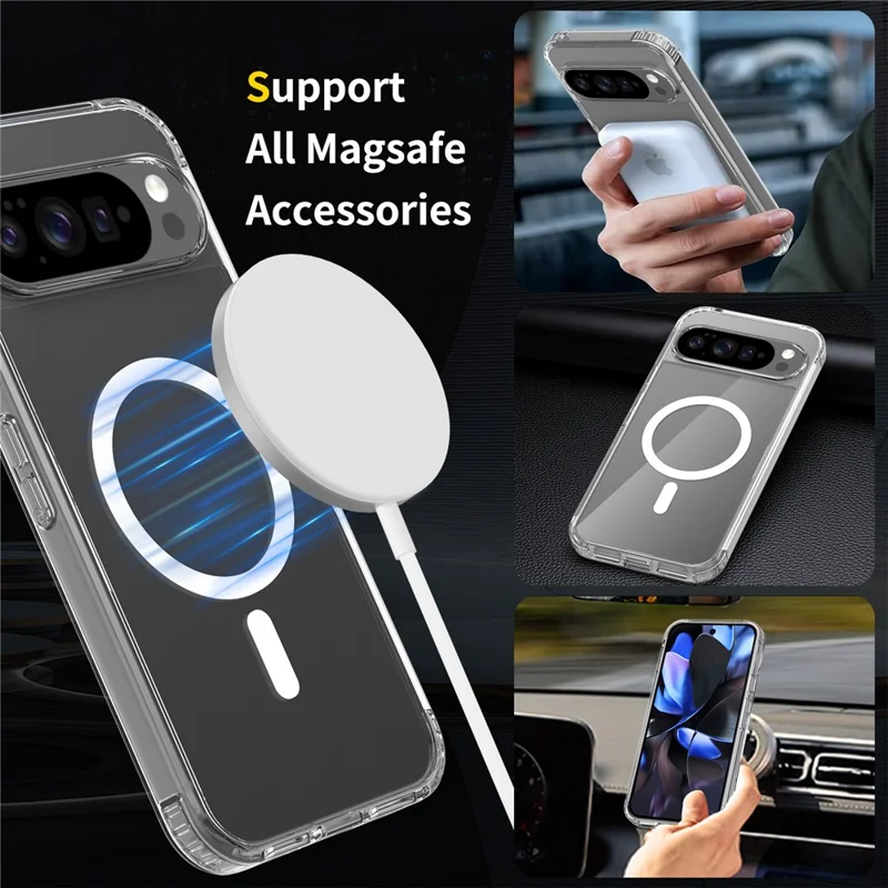 Cover per Google Pixel 10 Pro XL Custodia Magnetica 2,0mm Resistente ai Graffi TPU + PC Trasparente