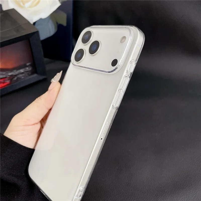 For iPhone 17 Pro Crystal Clear Case Shockproof Hard PC Phone Back Cover - Transparent Grey