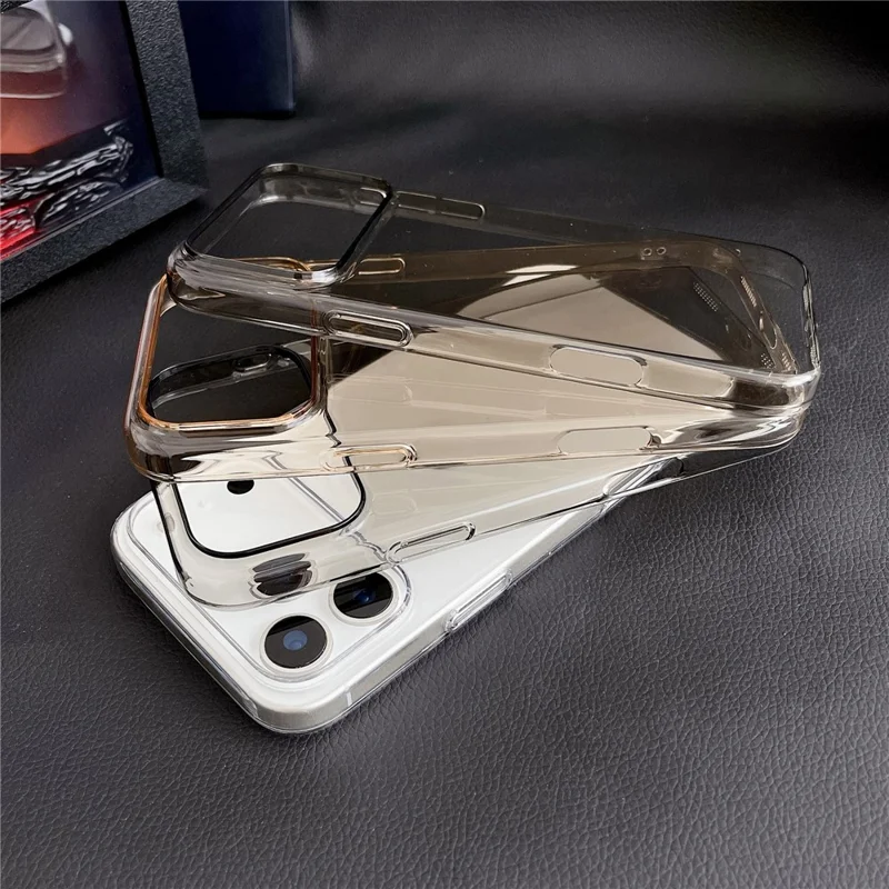 For iPhone 17 Pro Crystal Clear Case Shockproof Hard PC Phone Back Cover - Transparent Grey