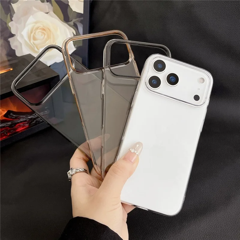 For iPhone 17 Pro Crystal Clear Case Shockproof Hard PC Phone Back Cover - Transparent Grey