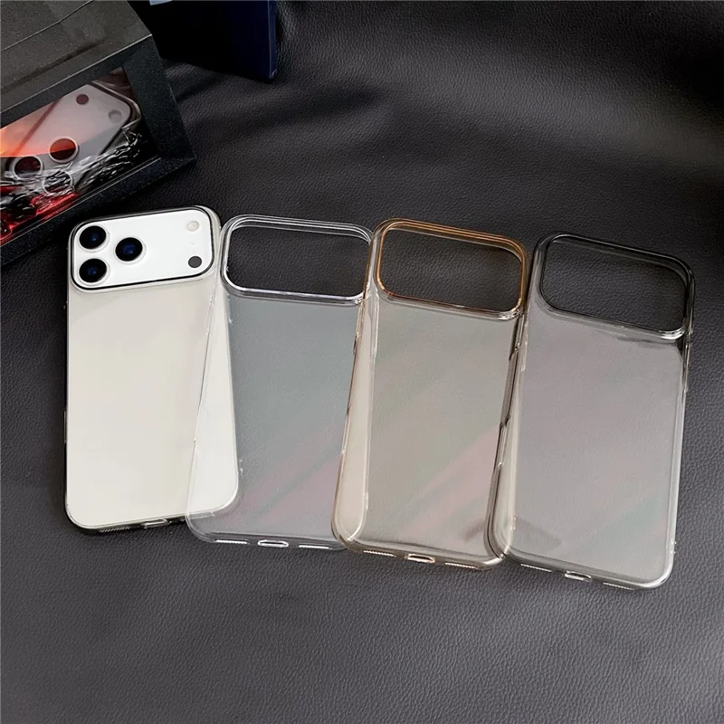 For iPhone 17 Pro Crystal Clear Case Shockproof Hard PC Phone Back Cover - Transparent Grey