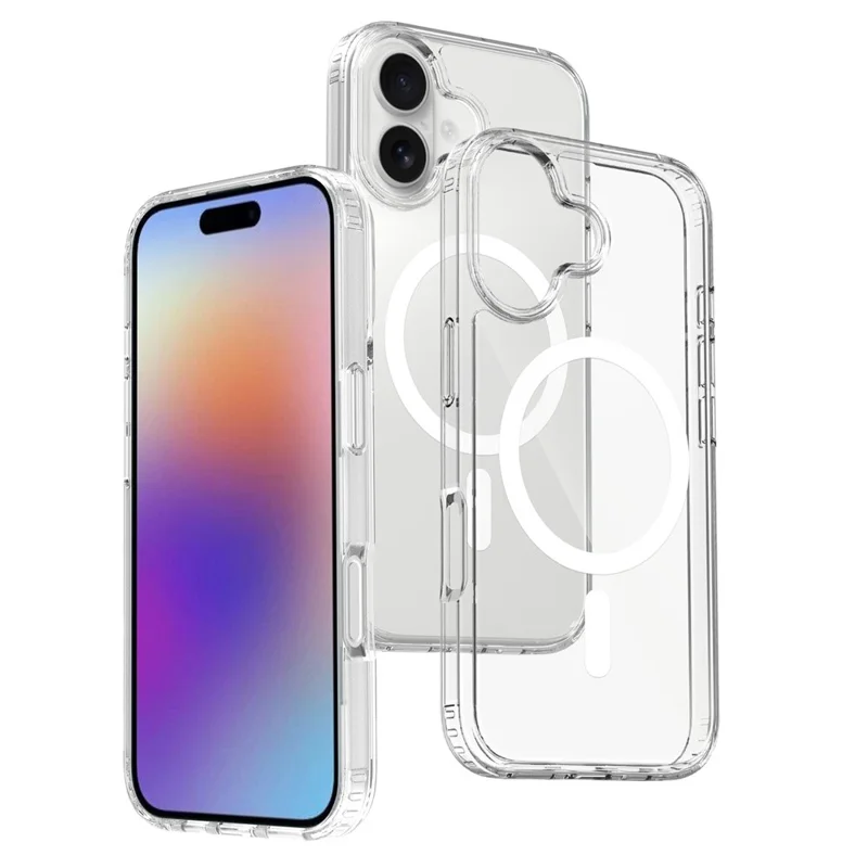 For iPhone 17 Magnetic Case 2.0mm Scratch Resistant TPU + PC Clear Phone Cover
