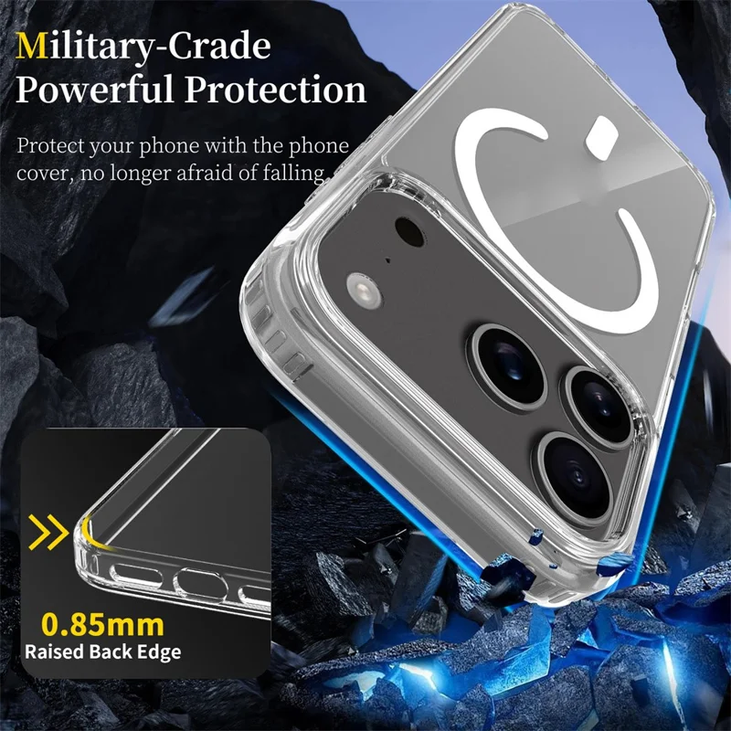 For iPhone 17 Pro Magnetic Case 2.0mm Scratch Resistant TPU + PC Clear Phone Cover