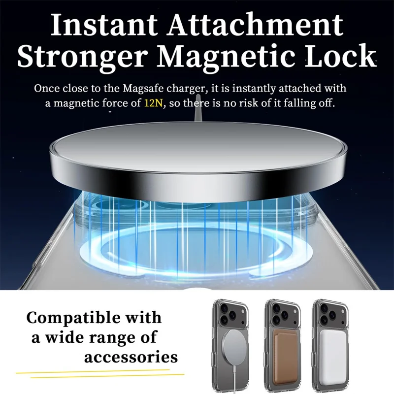 For iPhone 17 Pro Magnetic Case 2.0mm Scratch Resistant TPU + PC Clear Phone Cover