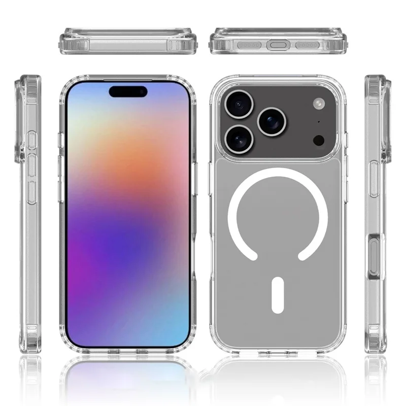 For iPhone 17 Pro Magnetic Case 2.0mm Scratch Resistant TPU + PC Clear Phone Cover
