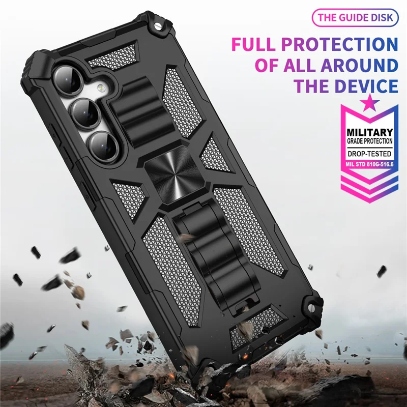 For Samsung Galaxy S24 FE Phone Case Kickstand Drop Protection PC + TPU Back Cover - Rose Gold