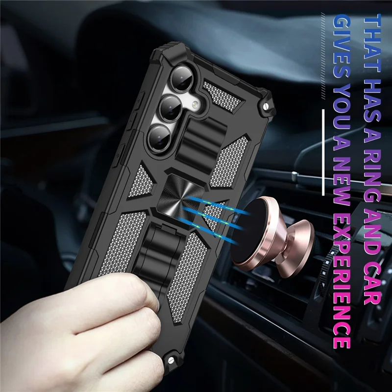 For Samsung Galaxy S24 FE Phone Case Kickstand Drop Protection PC + TPU Back Cover - Blue