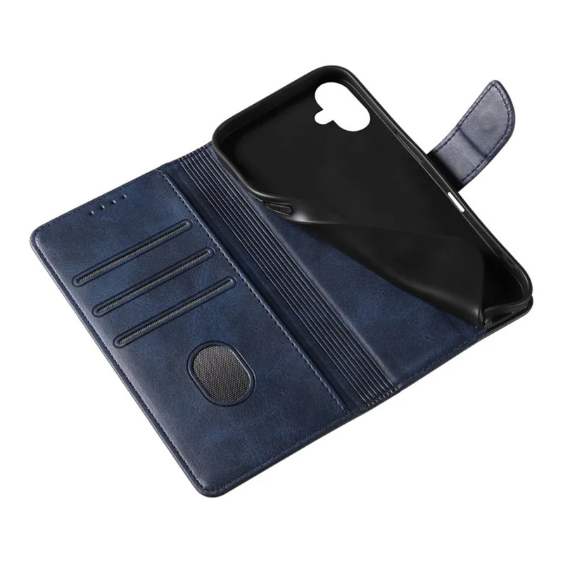 WANLONFENG Serie WN Per Custodia iPhone 17 Texture Vitello Custodia Telefonica Grandi Tagli con 2Pz Pellicole Protettive per Schermo - Zaffiro