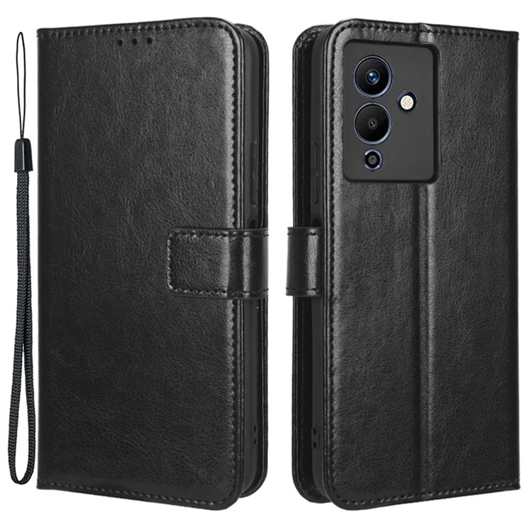 Для Infinix Note 12 5G X671 / Примечание 12 Pro 5G X671b Flip Wallet Case Crase Crazy Horse Texture PU - Черный