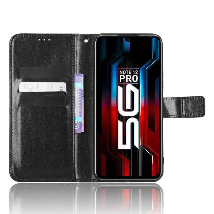 Для Infinix Note 12 5G X671 / Примечание 12 Pro 5G X671b Flip Wallet Case Crase Crazy Horse Texture PU - Черный