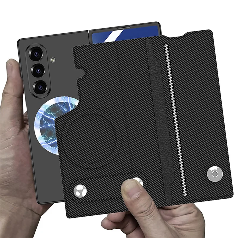 GKK For Samsung Galaxy Z Fold7 5G Magnetic Case with Card Slot Detachable PC PU Leather Flip Phone Cover - Black