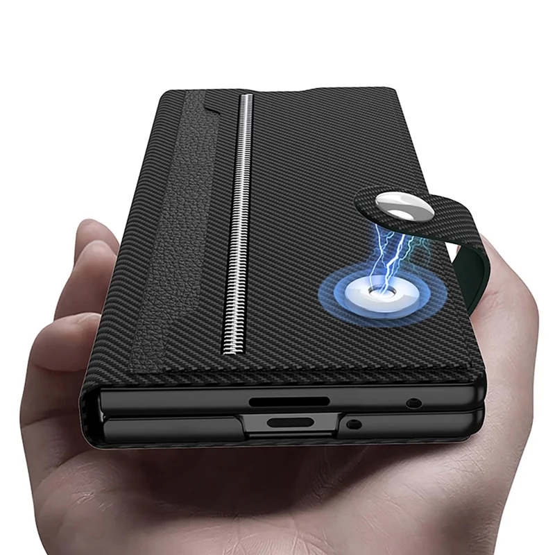 GKK For Samsung Galaxy Z Fold7 5G Magnetic Case with Card Slot Detachable PC PU Leather Flip Phone Cover - Black