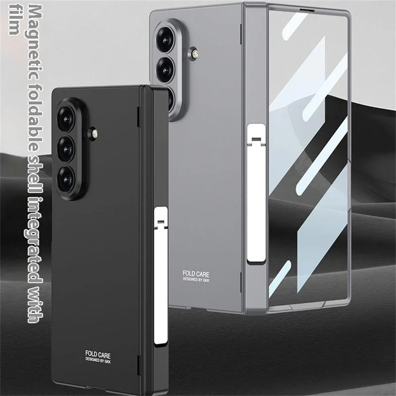 GKK For Samsung Galaxy Z Fold7 5G Case with Kickstand PC + Tempered Glass Phone Cover - Black