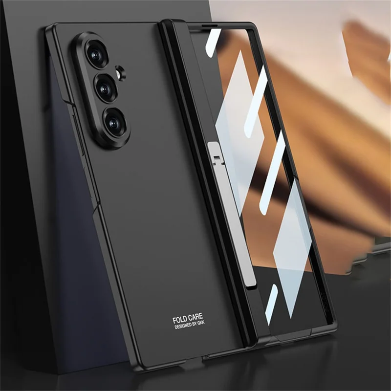 GKK For Samsung Galaxy Z Fold7 5G Case with Kickstand PC + Tempered Glass Phone Cover - Black