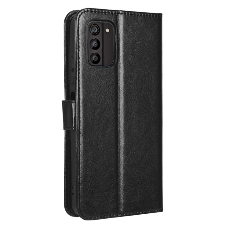 Für Nokia G100 Crazy Horse Texture Wallet Phone Case PU Leder Stand Feature Magnetisches Klapphülle mit Riemen - Schwarz