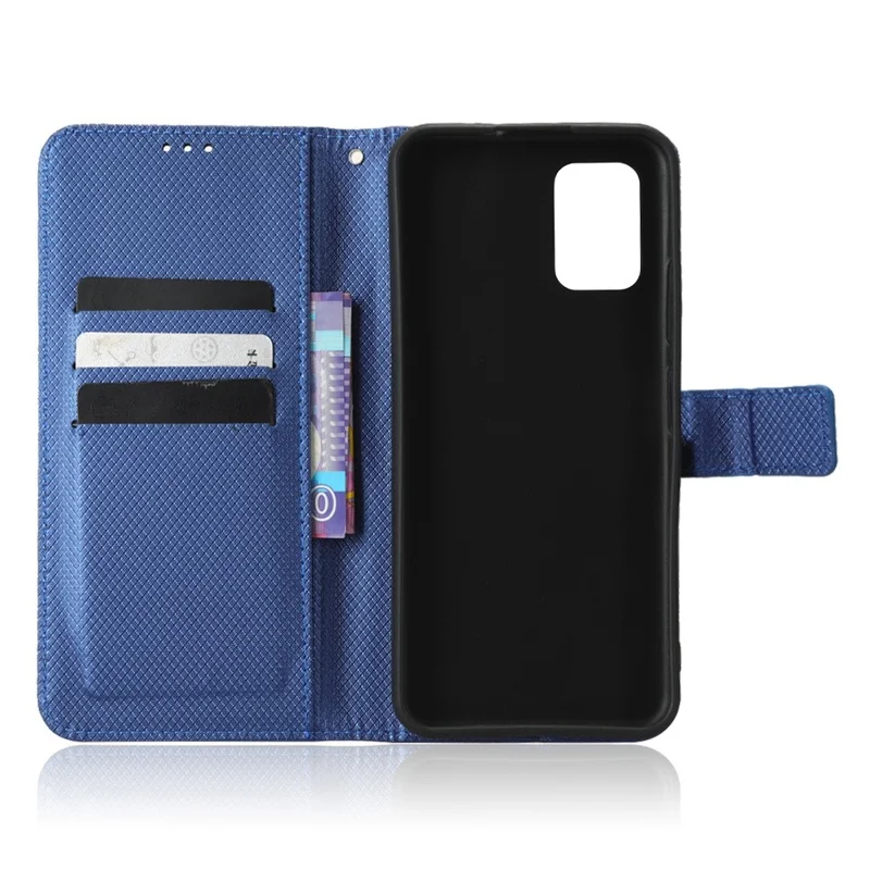 For Nokia G100 Diamond Texture PU Leather Case Magnetic Closure Stand Design Flip Wallet Phone Cover with Strap - Blue