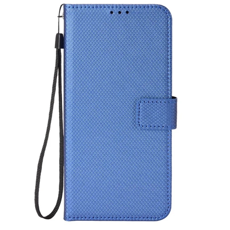 For Nokia G100 Diamond Texture PU Leather Case Magnetic Closure Stand Design Flip Wallet Phone Cover with Strap - Blue