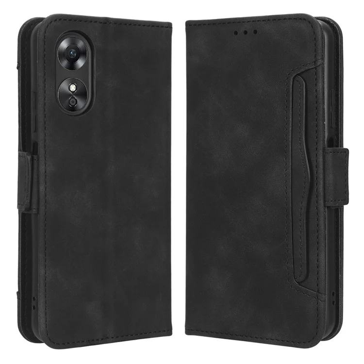 Custodia Per Telefoni a Slot Multipli Per Oppo A17 4G, PU Petura + Coperchio Parlaschio TPU - Nero