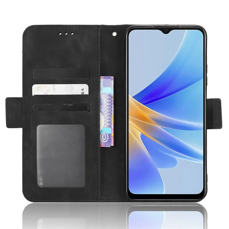 Custodia Per Telefoni a Slot Multipli Per Oppo A17 4G, PU Petura + Coperchio Parlaschio TPU - Nero