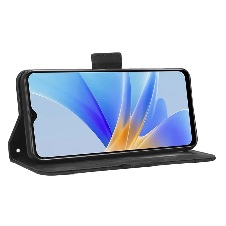 Custodia Per Telefoni a Slot Multipli Per Oppo A17 4G, PU Petura + Coperchio Parlaschio TPU - Nero