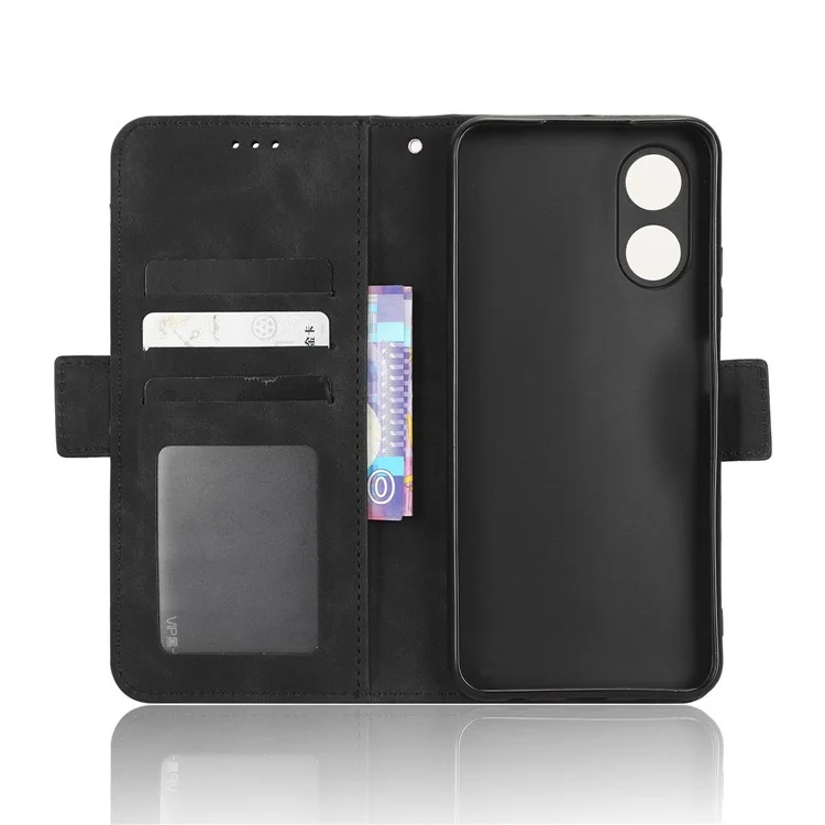 Custodia Per Telefoni a Slot Multipli Per Oppo A17 4G, PU Petura + Coperchio Parlaschio TPU - Nero