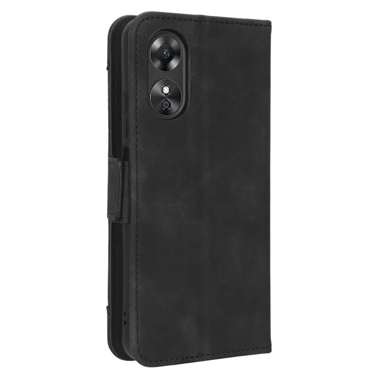Custodia Per Telefoni a Slot Multipli Per Oppo A17 4G, PU Petura + Coperchio Parlaschio TPU - Nero