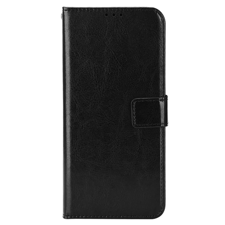Per Oppo A17 4G Crazy Horse Texture PU Leather Phone Case Full Protection Magnetic Clasp Cover with Stand Wallet - Nero