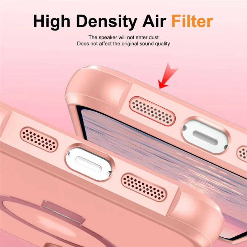 Für iPhone 17 Hülle Kompatibel mit MagSafe Ringhalter Ständer TPU + PC Handyhülle - Rosa