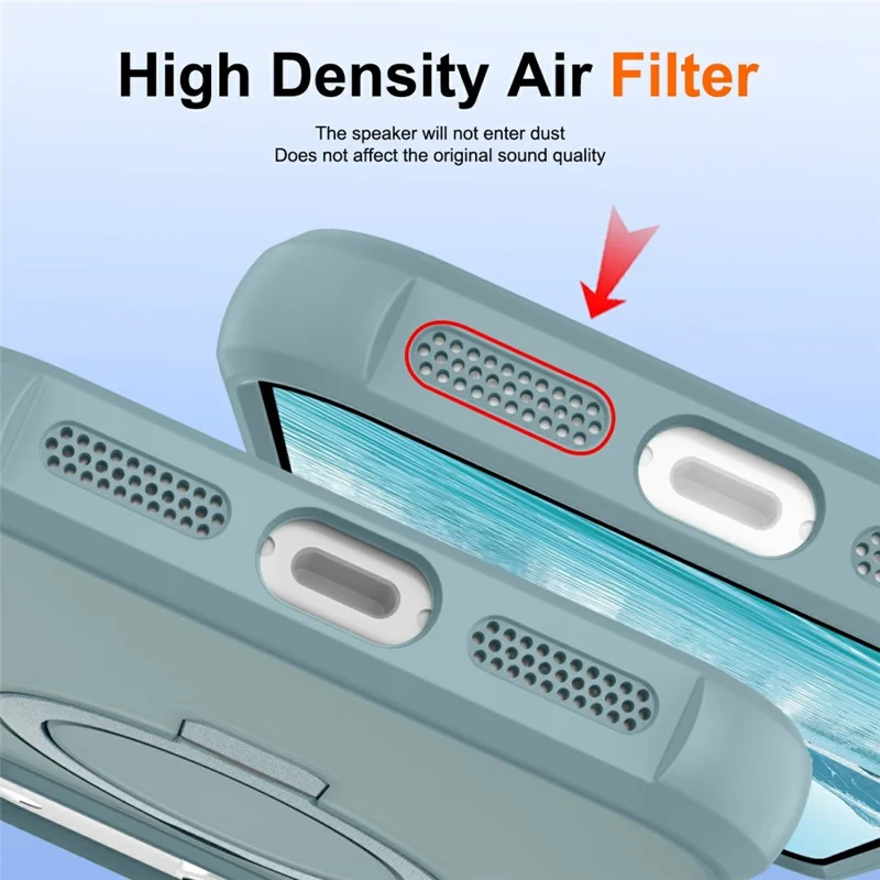 For iPhone 17 Pro Case Compatible with MagSafe Ring Holder Kickstand TPU + PC Phone Cover - Lake Blue