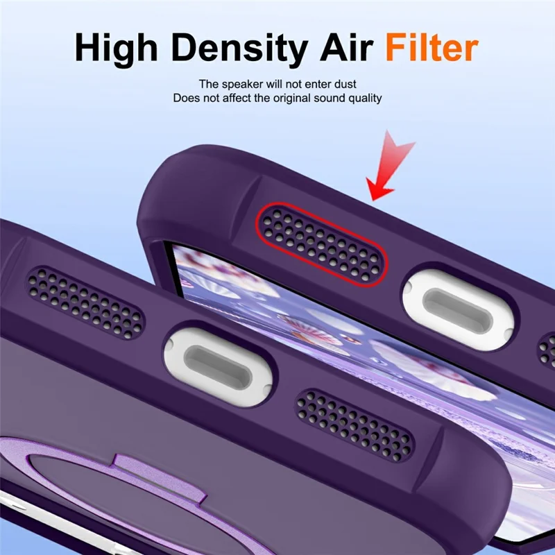 Cover per iPhone 17 Pro Max Compatibile con Anello MagSafe e Supporto Pieghevole, Cover per Telefono in TPU + PC - Viola