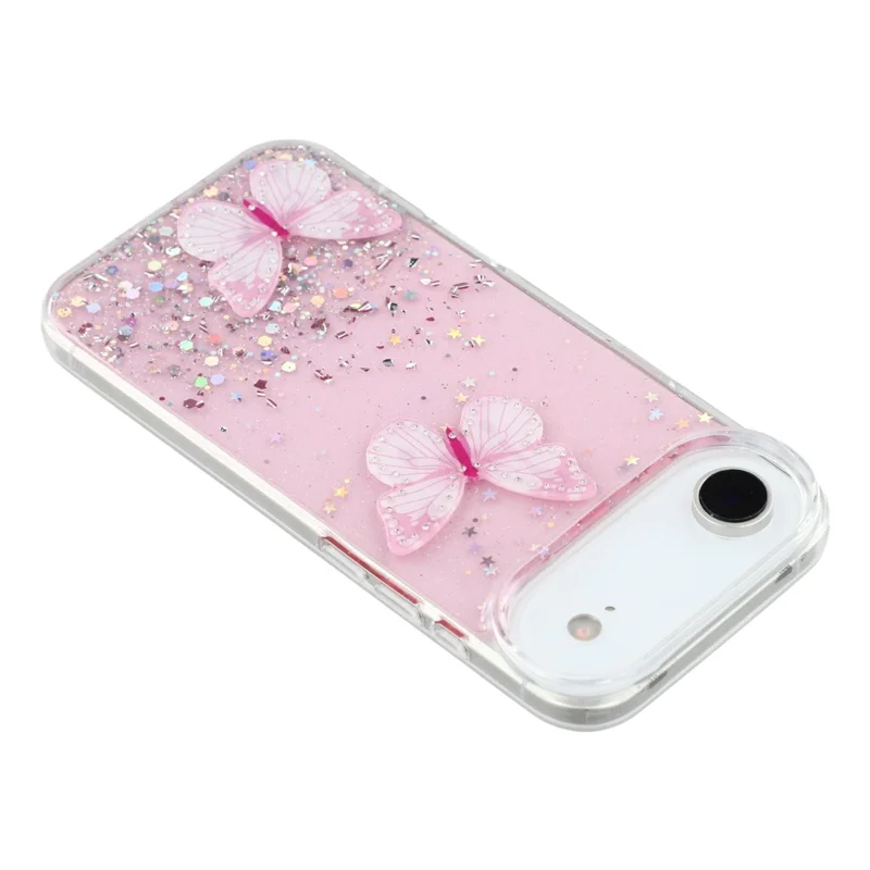 For iPhone Air Case Epoxy PVC Butterfly TPU Aesthetics Phone Cover - Pink