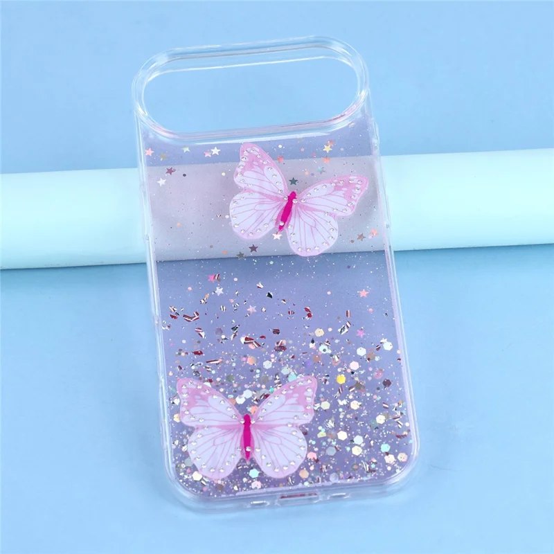 For iPhone Air Case Epoxy PVC Butterfly TPU Aesthetics Phone Cover - Pink