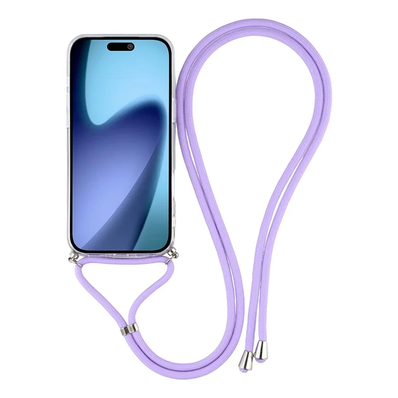 For iPhone Air Case Cute Bling TPU Epoxy Phone Cover with Lanyard - Purple