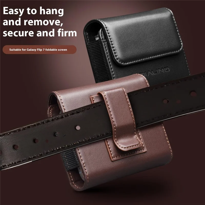 QIALINO Étui en cuir multifonction pour téléphones à clapet avec pochette de ceinture de rangement - Marron