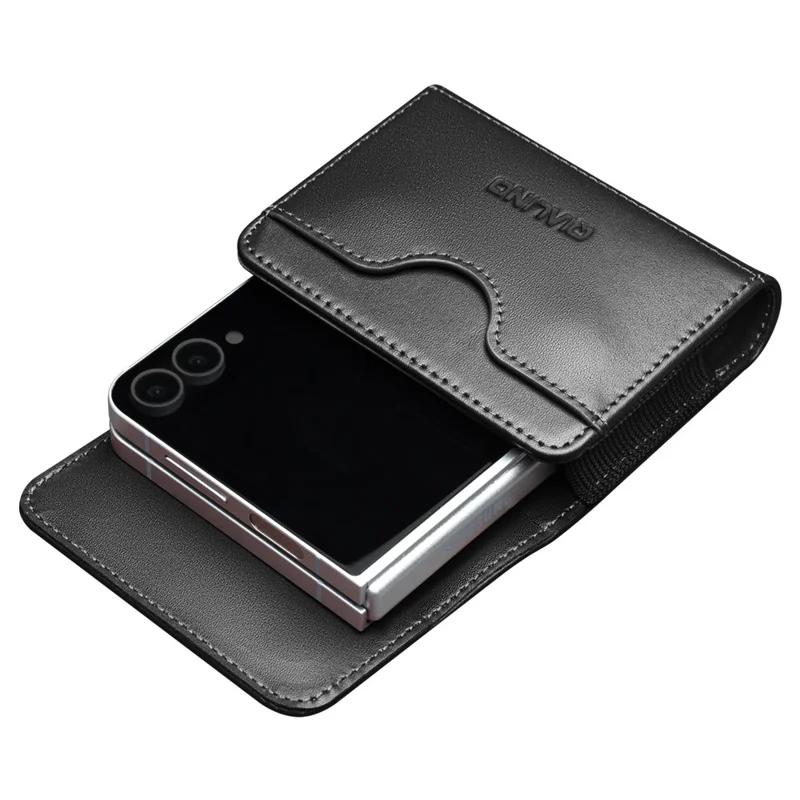 QIALINO Étui en cuir multifonction pour téléphones à clapet avec pochette de ceinture de rangement - Marron